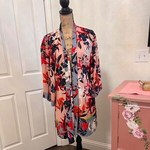 Cabi Kimono, multi color, red, black, pink. Size XS, Small.